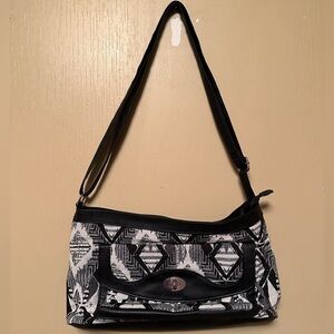Canyon Sky Jacquard Southwestern Leather Trim Shoulder Bag Aztec
